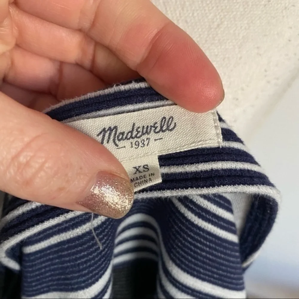 Madewell • Navy Black White Gallerist Ponte Stripemix Striped Sweater